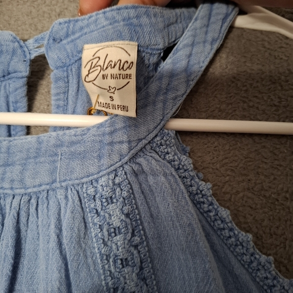 Blanco by Nature Ella Embroidered Halter Top Blue 100% Cotton Size Small - Picture 12 of 12